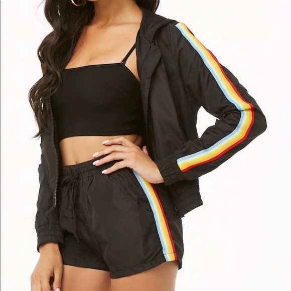 Windbreaker Jacket Shorts Set Rainbow 